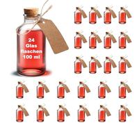 casavetro Lot de 24 petits flacons en verre de 100 ml - 10 cm de haut - Décoration de table - Pour mariage - Cadeaux d'invités (tout inclus)