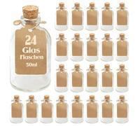 casavetro Lot de 24 x 50 ML Petites Mini Bouteilles 7,5 cm vases de Fleurs et d'étiquettes en Verre Transparent 24 x Vase