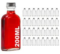 casavetro Lot de 32 bouteilles en verre vides de 200 ml avec bouchon à vis, bouteille de vin, de liqueur, de vinaigre, d'huile à remplir, 0,2 l (32 x 200 ml)