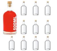 casavetro Nocturne-HGK Lot de 10 bouteilles en verre de 500 ml 0,5 l pour eau-de-vie, jus