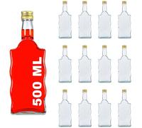 Casavetro Waritan - Lot de 12 bouteilles vides en verre 500 ml Avec bouchon à vis doré