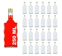 casavetro Wart - Lot de 24 bouteilles vides en verre - Avec bouchon à vis doré - 250 ml - À remplir soi-même - Idéales comme bouteilles de jus, de sirop, de liqueur - 0,25 l - Avec bouchon (24 x 250