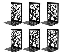 Casavibe pour étagères, Serre-Livres pour Livres Lourds, Support d'étagère, Serre-Livres décoratifs, Serre-Livres en métal, Noir, 3 Paires de Bloque-Livres antidérapants