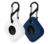 Casbomy Lot de 2 coques de protection en silicone compatible avec Tile Mate 2022, avec traceur de clés, résistant aux chocs, aux rayures et aux chutes (bleu nuit + blanc)