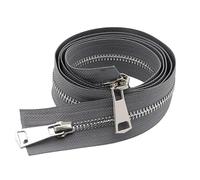 CasCab 1PCS #8 150cm Fermetures Éclair à double sens séparables (Fermeture éclair à ouverture) pour la couture de vestes, manteaux et, avec des dents en métal argenté (Ceinture Gris-1PCS)