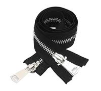 CasCab 1PCS #8 25cm Fermetures Éclair à double sens séparables (Fermeture éclair à ouverture) pour la couture de vestes, manteaux et, avec des dents en métal argenté (Ceinture Noir-1PCS)