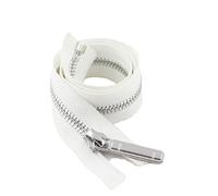 CasCab 1PCS #8 25cm Fermetures Éclair Séparables (Fermeture à Glissière Ouverte) pour Vestes Couture Manteaux Artisanat, Dents Métalliques Argentées (Ceinture Blanc-25cm 1PCS)