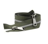 CasCab 1PCS #8 40cm Fermetures Éclair à double sens séparables (Fermeture éclair à ouverture) pour la couture de vestes, manteaux et, avec des dents en métal argenté (Ceinture Vert-1PCS)