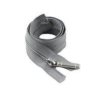 CasCab 1PCS #8 40cm Fermetures Éclair Séparables (Fermeture à Glissière Ouverte) pour Vestes Couture Manteaux Artisanat, Dents Métalliques Argentées (Ceinture Gris-40cm 1PCS)