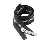 CasCab 1PCS #8 50cm Fermetures Éclair Séparables (Fermeture à Glissière Ouverte) pour Vestes Couture Manteaux Artisanat, Dents Métalliques Argentées (Ceinture Noir-50cm 1PCS)