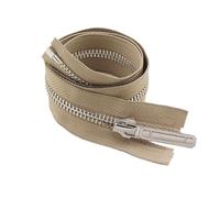 CasCab 1PCS #8 55cm Fermetures Éclair Séparables (Fermeture à Glissière OuKakie) pour Vestes Couture Manteaux Artisanat, Dents Métalliques Argentées (Ceinture Kaki-55cm 1PCS)