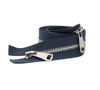 CasCab 1PCS #8 85cm Fermetures Éclair à double sens séparables (Fermeture éclair à ouBleuure) pour la couture de vestes, manteaux et, avec des dents en métal argenté (Ceinture Bleu-1PCS)