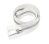 CasCab 1PCS #8 90cm Fermetures Éclair à double sens séparables (Fermeture éclair à ouverture) pour la couture de vestes, manteaux et, avec des dents en métal argenté (Ceinture Blanc-1PCS)