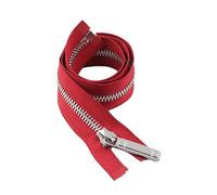 CasCab 1PCS #8 90cm Fermetures Éclair Séparables (Fermeture à Glissière Ouverte) pour Vestes Couture Manteaux Artisanat, Dents Métalliques Argentées (Ceinture Rouge-90cm 1PCS)