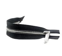 CasCab 1PCS #8 Fermetures éclair à extrémité fermée de 25 cm pour la couture de sacs, artisanat, vestes, dents en métal argenté (ceinture noire-25cm 1PCS)