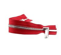 CasCab 1PCS #8 Fermetures éclair à extrémité fermée de 35 cm pour la couture de sacs, artisanat, vestes, dents en métal argenté (ceinture Rouge-35cm 1PCS)