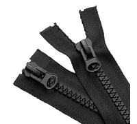 CasCab 2 fermetures à glissière séparables à deux voies de 110 cm #8 (fermeture éclair ouverte) pour la couture de manteaux et vestes, fermeture éclair noires en résine moulée en vrac