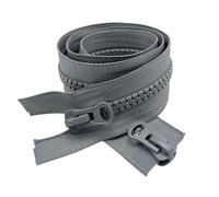 CasCab 2 fermetures à glissière séparables à deux voies de 135 cm #8 (fermeture éclair ouverte) pour la couture de manteaux et vestes, fermeture éclair gris en résine moulée en vrac