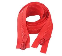 CasCab 2 fermetures à glissière séparables à deux voies de 150 cm #8 (fermeture éclair ouverte) pour la couture de manteaux et vestes, fermeture éclair rouge en résine moulée en vrac