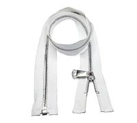 CasCab 2PCS #5 150cm Fermetures Éclair Séparables (Fermeture à Glissière Ouverte) pour Vestes Couture Manteaux Artisanat, Dents Métalliques Argentées (Ceinture Blanc-150cm 2pcs)