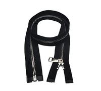 CasCab 2PCS #5 15cm Fermetures Éclair Séparables (Fermeture à Glissière Ouverte) pour Vestes Couture Manteaux Artisanat, Dents Métalliques Argentées (Ceinture Noir-15cm 2pcs)