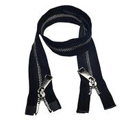 CasCab 2PCS #5 60cm Fermetures Éclair à double sens séparables (Fermeture éclair à ouverture) pour la couture de vestes, manteaux et, avec des dents en métal argenté (Ceinture Noir-2PCS)