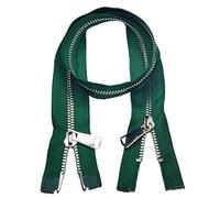 CasCab 2PCS #5 60cm Fermetures Éclair à double sens séparables (Fermeture éclair à ouverture) pour la couture de vestes, manteaux et, avec des dents en métal argenté (Ceinture Vert-2PCS)