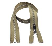 CasCab 2PCS #5 60cm Fermetures Éclair Séparables (Fermeture à Glissière OuKakie) pour Vestes Couture Manteaux Artisanat, Dents Métalliques Argentées (Ceinture Kaki-60cm 2pcs)