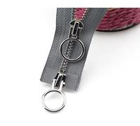 CasCab 2PCS #5 65cm Fermetures Éclair à double sens séparables (Fermeture éclair à ouverture) pour la couture de vestes, manteaux et, avec des dents en métal argenté (Ceinture Gris-2PCS)