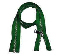 CasCab 2PCS #5 65cm Fermetures Éclair Séparables (Fermeture à Glissière Ouverte) pour Vestes Couture Manteaux Artisanat, Dents Métalliques Argentées (Ceinture Vert-65cm 2pcs)