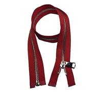 CasCab 2PCS #5 95cm Fermetures Éclair Séparables (Fermeture à Glissière Ouverte) pour Vestes Couture Manteaux Artisanat, Dents Métalliques Argentées (Ceinture Rouge-95cm 2pcs)