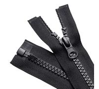 Cascab 2PCS #5 Fermetures à glissière séparables de 140cm (Fermeture à glissière à ouverture) pour la couture de manteaux, Fermetures à glissière en résine moulée noire en vrac