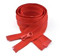 Cascab 2PCS #5 Fermetures à glissière séparables de 70cm (Fermeture à glissière à ouverture) pour la couture de manteaux, Fermetures à glissière en résine moulée Rouge en vrac