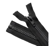 CasCab 2PCS #8 Fermetures à glissière séparables de 105 cm (fermeture éclair à ouverture) pour la couture de manteaux Fermeture éclair de veste, Fermeture éclair en résine noire en vrac