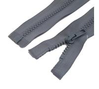 CasCab 2PCS #8 Fermetures à glissière séparables de 125 cm (fermeture éclair à ouverture) pour la couture de manteaux Fermeture éclair de veste, Fermeture éclair en résine gris en vrac