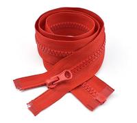 CasCab 2PCS #8 Fermetures à glissière séparables de 125 cm (fermeture éclair à ouverture) pour la couture de manteaux Fermeture éclair de veste, Fermeture éclair en résine rouge en vrac