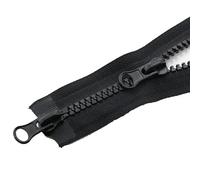 Cascab 2PCS Fermetures à glissière séparables à double sens #5 130cm pour couture de manteaux, veste, parka, doudoune, artisanat, vêtements, sacs, tentes. Résine + Tissu, Noir