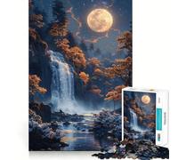 Cascade au Clair de Lune Puzzle de 1000 pièces pour Adolescents Jeu Stimulant Le Cerveau Emboîtement précis sans espaces Activité relaxante en Groupe à l'intérieur (38x26cm)