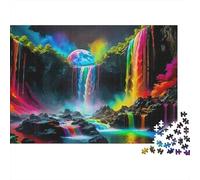 Cascade Colorée Puzzle 1000 Pièces Papier pour Adultes Méduse Fantaisie Jeu de Puzzle 1000 Pièces Détente en Famille 70x50cm/1000pcs