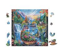 Cascade dans l'aquarium 100 Pieces Casse-tête Débutant en Carton Épais Facile Apprentissage Loisir Créatif Passe-Temps Cadeau Créatif Événement Festif Premium 28x28cm