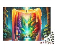Cascade de la forêt des Bougies 1000 Pièces Puzzle pour Adultes Carton sans Odeur Anti-Stress Difficile pour Experts Livraison Rapide sans Reflets 38x26cm/1000pcs