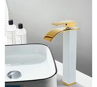 Cascade de robinet de lavabo, robinet de lavabo de salle de bain en acier inoxydable, eau chaude et froide, robinet cascade à poignée unique for lavabo de salle de bain, or, haut ( Color : Platinum ,