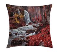 Cascade De Ruisseau dans Les Bois d'automne du Grand Canyon Photo De Nature Idyllique Housses Coussin Respirant Housse De Coussin Doux Taie d'oreiller pour Patio Chambre Canapé 45X45Cm