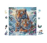 Cascade des louveteaux Tigres 100 Pièces Puzzle Amateur d'art en Carton Anti-Déchirure Difficile Niveau Expert Décoration Murale Salon Idée Cadeau Saint Valentin 28x28cm