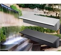 Cascade déversoir pour bassins extérieurs, kit de Sortie de Fontaine en Acier Inoxydable avec connecteur à Tube Souple, trop-Plein encastré de 12, 22 et 24 Pouces (INOX, Largeur de Sortie :