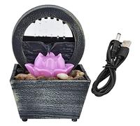 Cascade D'intérieur Fontaine de Méditation Rock, Table Mini Fonction d'eau Relaxation USB Lumières LED Artisanat pour Bureau à Domicile Chambre Décoration la Décoratif Lotus Ornements Masion Office