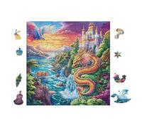 Cascade du château montagneux 100 Pièces Puzzle pour Ado en Carton Anti-Déchirure Haute Densité Facile Débutant Jeu De Société Idée Cadeau Anniversaire Petit Prix 28x28cm
