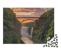 Cascade du Pont Sunset Puzzle 1000 Pièces Précis Adultes Antistress Jeu Éducatif sans Danger Meilleure Vente Carton Rigide 70x50cm/1000pcs