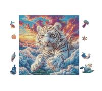Cascade du Tigre Blanc 100 Pieces Casse-tête Amateur d'art en Carton Haute Densité Difficile Niveau Expert Décoration Murale Cadeau Fête des Pères Premium 28x28cm