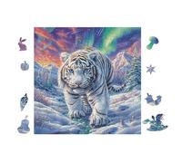 Cascade du Tigre Blanc 100 Pièces Puzzle Personne Âgée en Carton Rigide Facile Débutant Anti-Stress Activité Manuelle Thérapie Occupationnelle Petit Prix 28x28cm